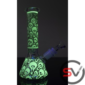 THE SCREAM GLASS BEAKER With ICE CATCHER 8inch (GLOW IN DARK)
